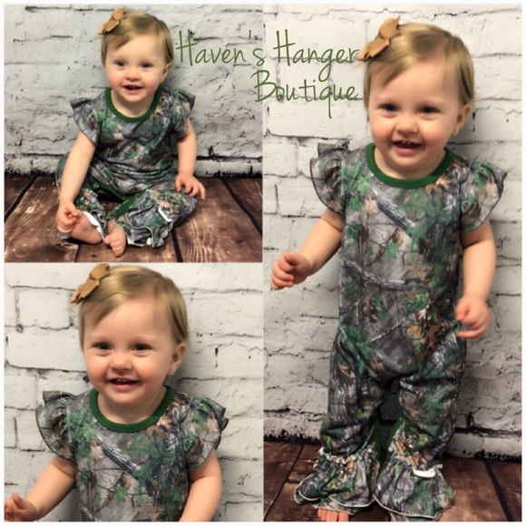 Other - Green Camo Baby Girl Romper